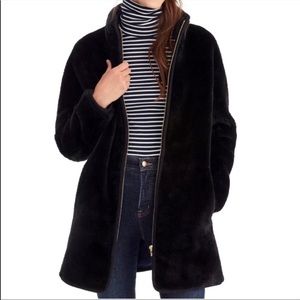 J.Crew fuzzy faux fur teddy coat black